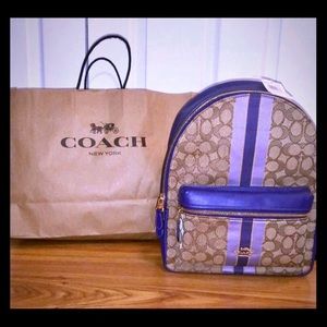 Coach Sig. Medium Charlie Jacquard Stripe Purple
